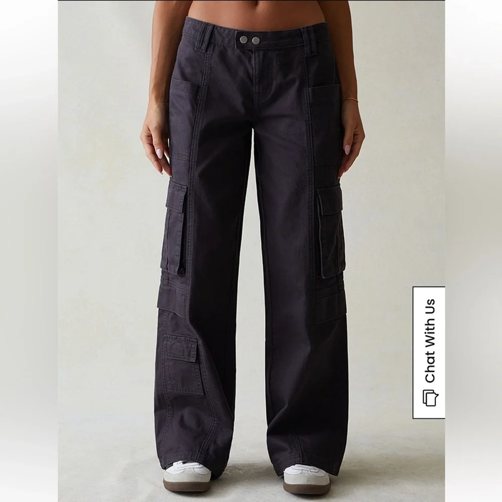 Pacsun Dark Gray Tab Low Rise Baggy Cargo Pants - Picture 1 of 4